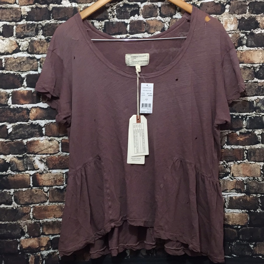 Current Elliott The Girlie Tee MARRON 1 Shirt NEW